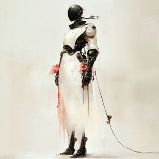 Chromegild style, Midjourney V6.1: concept art character design of retropunk steam knight
