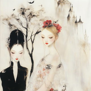 Chromegild style, Midjourney V6.1: retro fairy-tale illustration