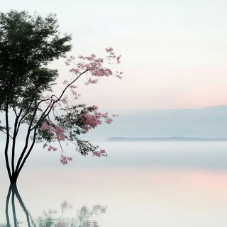 Chromegild style, Midjourney V6.1: realistic landscape photograph of quiet dawn