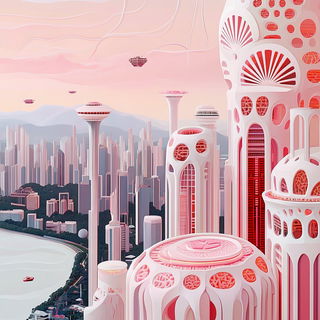 Vellum Apparatus style, Midjourney V6.1: megacity with futuristic bioarchitecture