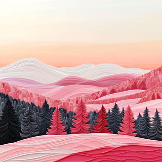 Vellum Apparatus style, Midjourney V6.1: realistic landscape photograph of quiet dawn