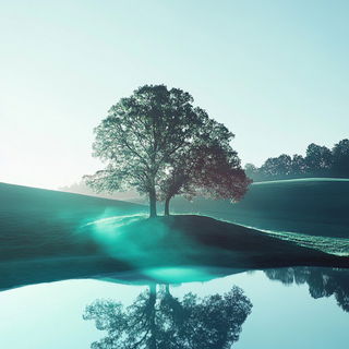 Sailmark Cantillation style, Midjourney V6.1: realistic landscape photograph of quiet dawn