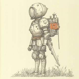 Flamemist style, Midjourney V6.1: concept art character design of retropunk steam knight