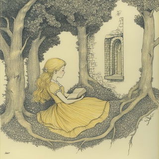 Flamemist style, Midjourney V6.1: retro fairy-tale illustration