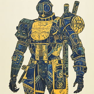 Kaleidocandy style, Midjourney V6.1: concept art character design of retropunk steam knight
