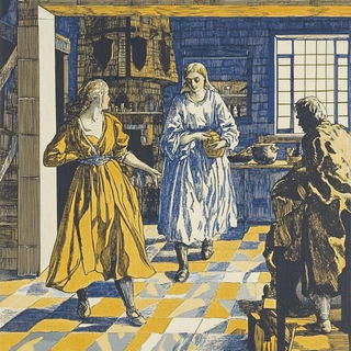 Kaleidocandy style, Midjourney V6.1: classical 18th-century oil painting