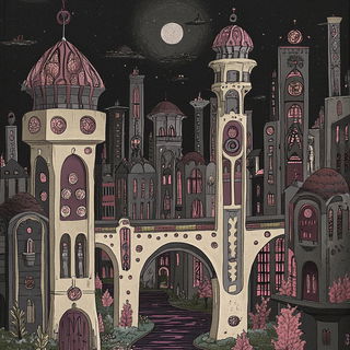 Fossil Circuitry style, Midjourney V6.1: megacity with futuristic bioarchitecture