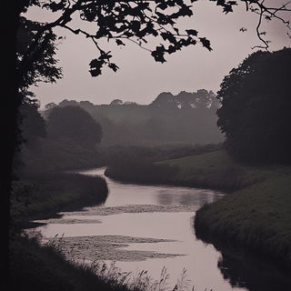 Fossil Circuitry style, Midjourney V6.1: realistic landscape photograph of quiet dawn