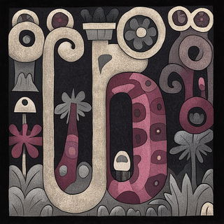 Fossil Circuitry style, Midjourney V6.1: typographic composition with large letters