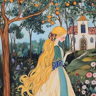Vermilion Summerfield style, Midjourney V6.1: retro fairy-tale illustration
