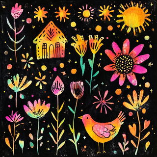 The Amber Archive style, Midjourney V6.1: traditional folk art