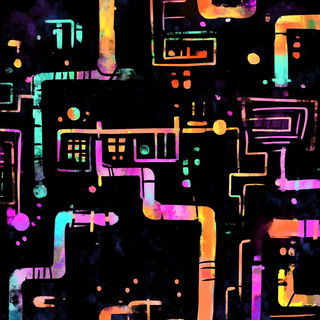 The Amber Archive style, Midjourney V6.1: technical infrastructure blueprint schematics