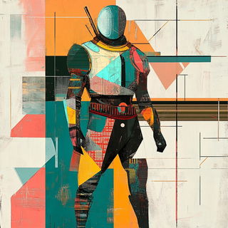 Surgecomic style, Midjourney V6.1: concept art character design of retropunk steam knight