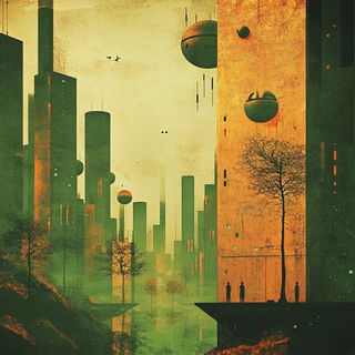 Mossmother Folklore style, Midjourney V6.1: megacity with futuristic bioarchitecture