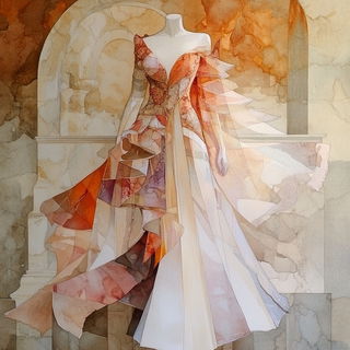 Orbitloom style, Midjourney V6.1: haute-couture fashion outfit