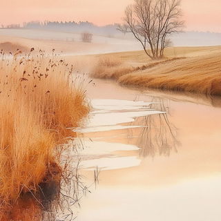 Orbitloom style, Midjourney V6.1: realistic landscape photograph of quiet dawn