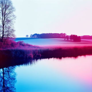 Riverlight Almanac style, Midjourney V6.1: realistic landscape photograph of quiet dawn