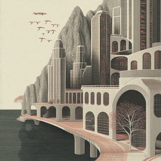 Lantern Gauge style, Midjourney V6.1: megacity with futuristic bioarchitecture