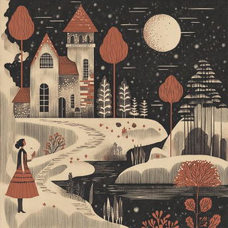 Lantern Gauge style, Midjourney V6.1: retro fairy-tale illustration