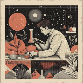 Lantern Gauge style, Midjourney V6.1: editorial illustration for popular scientific magazine cover