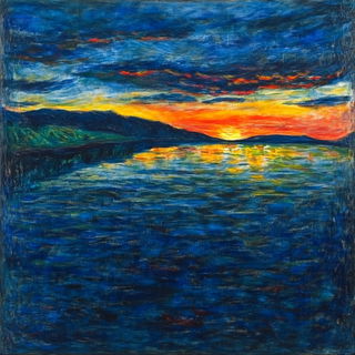 Jewelleaf Mosaic style, Midjourney V6.1: realistic landscape photograph of quiet dawn