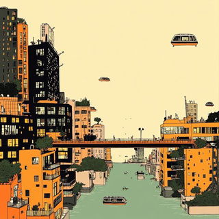 Chromabatik style, Midjourney V6.1: megacity with futuristic bioarchitecture