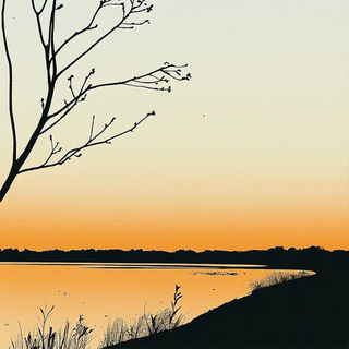 Chromabatik style, Midjourney V6.1: realistic landscape photograph of quiet dawn