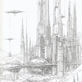 Mimograph Mythics style, Midjourney V6.1: megacity with futuristic bioarchitecture