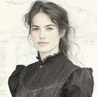 Mimograph Mythics style, Midjourney V6.1: photographic portrait of female protagonist