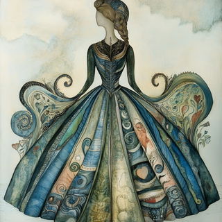 Cliffinkism style, Midjourney V6.1: haute-couture fashion outfit