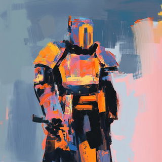 Contourium style, Midjourney V6.1: concept art character design of retropunk steam knight