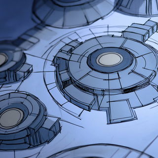 Mythopilgrimage style, Midjourney V6.1: technical infrastructure blueprint schematics