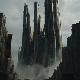 Gearwash style, Midjourney V6.1: megacity with futuristic bioarchitecture