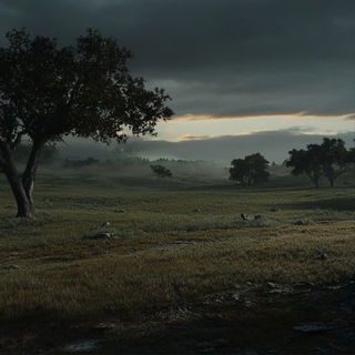 Gearwash style, Midjourney V6.1: realistic landscape photograph of quiet dawn