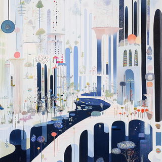 Blackpaper Diaspora style, Midjourney V6.1: megacity with futuristic bioarchitecture