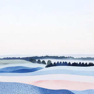 Blackpaper Diaspora style, Midjourney V6.1: realistic landscape photograph of quiet dawn