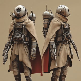 Refracted Ash Geometry style, Midjourney V6.1: concept art character design of retropunk steam knight