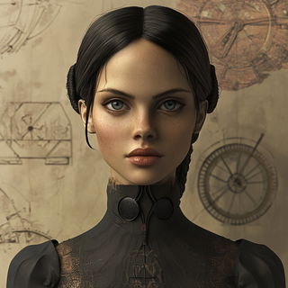 Refracted Ash Geometry style, Midjourney V6.1: photographic portrait of female protagonist