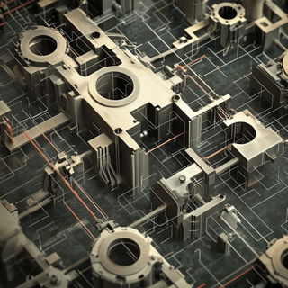 Refracted Ash Geometry style, Midjourney V6.1: technical infrastructure blueprint schematics