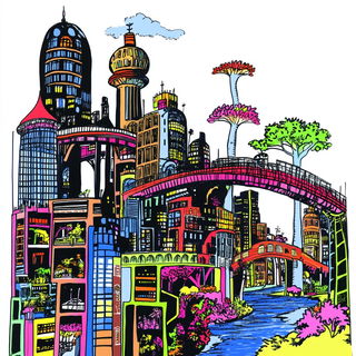 Stratofilm style, Midjourney V6.1: megacity with futuristic bioarchitecture
