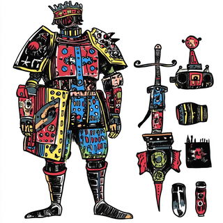 Stratofilm style, Midjourney V6.1: concept art character design of retropunk steam knight