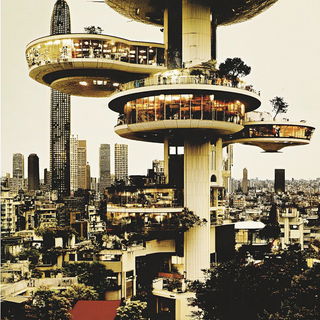Tealectrum style, Midjourney V6.1: megacity with futuristic bioarchitecture