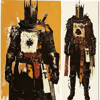 Tealectrum style, Midjourney V6.1: concept art character design of retropunk steam knight