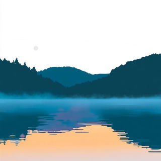 Mosaicflare style, Midjourney V6.1: realistic landscape photograph of quiet dawn