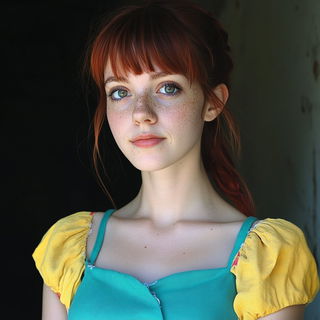 Mosaicflare style, Midjourney V6.1: photographic portrait of female protagonist