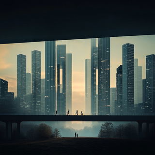 Mintwater Imposition style, Midjourney V6.1: megacity with futuristic bioarchitecture