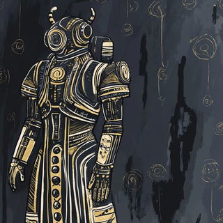 Whaleover Brick style, Midjourney V6.1: concept art character design of retropunk steam knight