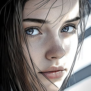Abyssal Fossilism style, Midjourney V6.1: photographic portrait of female protagonist