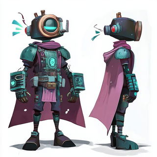 Palafitte Chromapop style, Midjourney V6.1: concept art character design of retropunk steam knight
