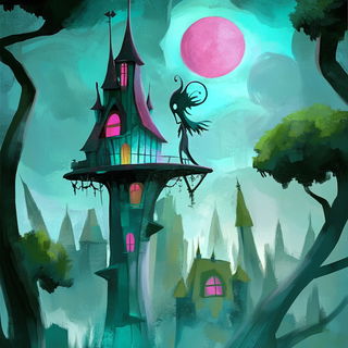 Palafitte Chromapop style, Midjourney V6.1: retro fairy-tale illustration